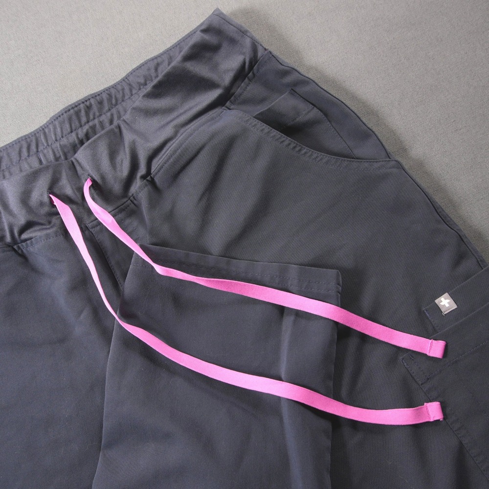 FIGS Yola Straight Leg High-Rise Pink Drawstring Scrub Pant L Blue Work Medical